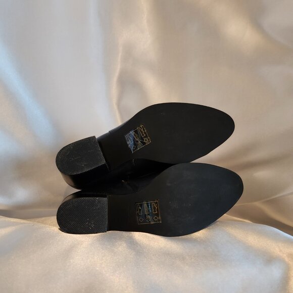 Aldo "Orticelli" Black Leather Bootie with Gold Buckle Detail - Picture 3 of 3